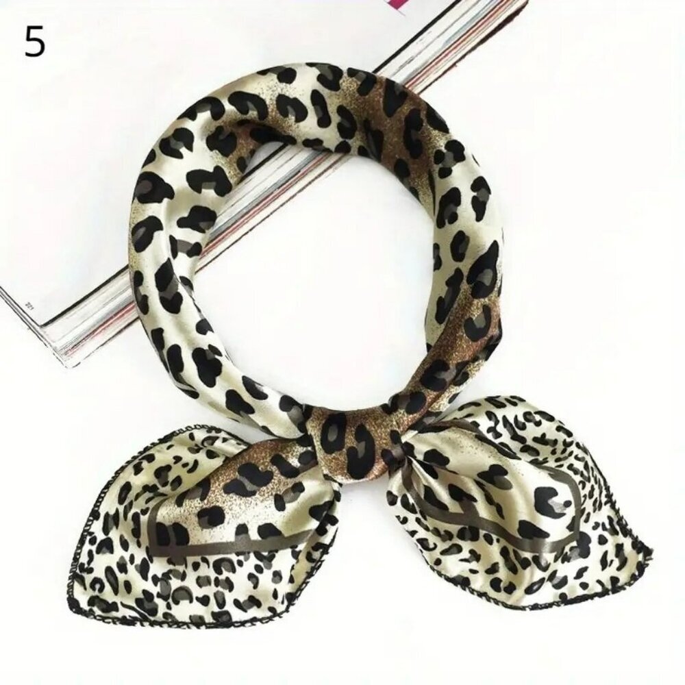 NWT - Elegant Leopard Print Square Scarf (SKU 0298)